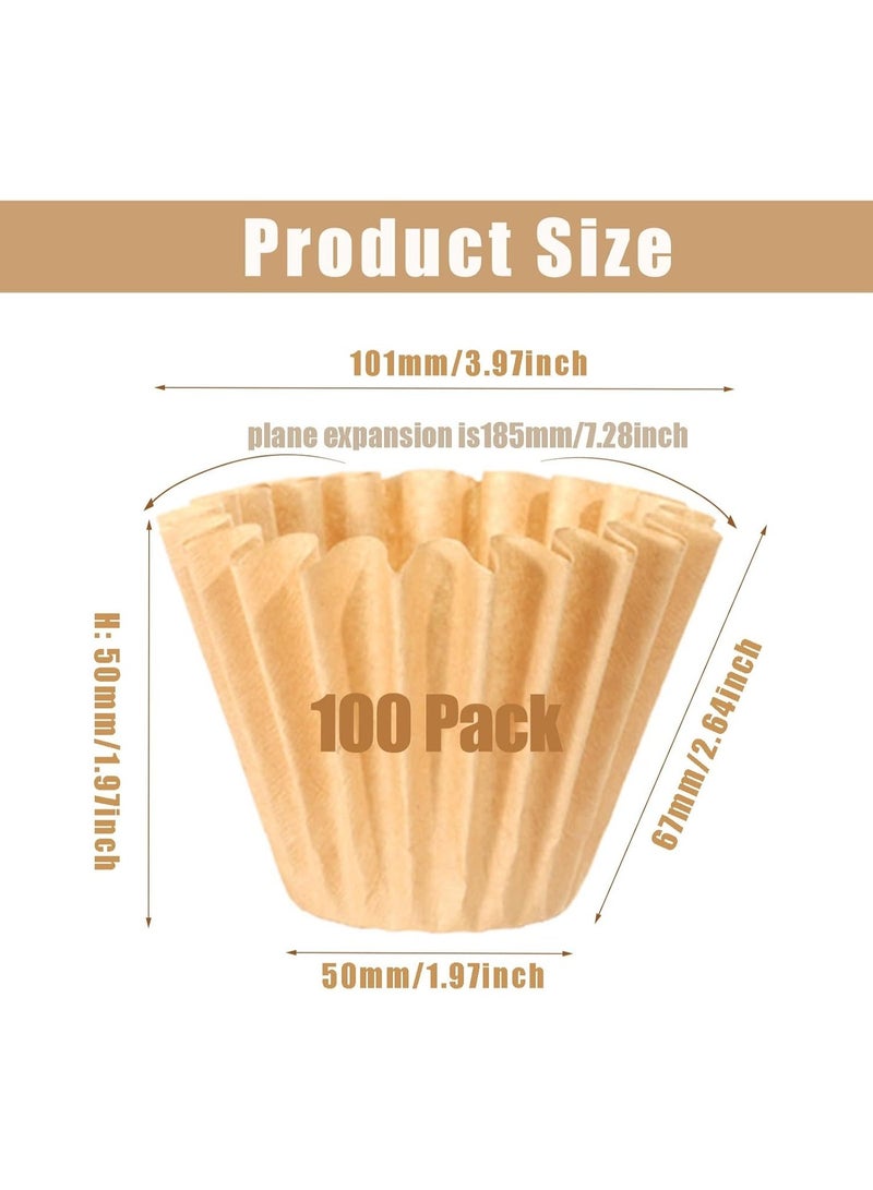 Bukela 100 Count Unbleached Coffee Filters, 4-5 Cup Natural Basket Coffee Filter Paper for 5 Cup Coffee Maker, Small Coffee Travel Brewer, Single Serve Coffee Pot - Image 4